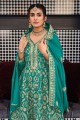 Sea green Sharara Suit in Embroidered Georgette