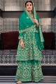 Sea green Sharara Suit in Embroidered Georgette