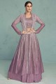 Georgette Lehenga Suit in Purple with Embroidered