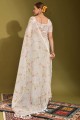 Linen Saree with Printed in White