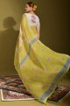 Printed Linen Mustard  Saree with Blouse