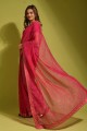 Chiffon Pink Party Wear Saree in Printed
