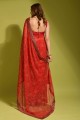 Red Party Wear Saree in Printed Chiffon