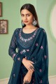 Pakistani Suit Blue in Embroidered Georgette