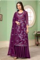Pakistani Suit in Purple Georgette with Embroidered