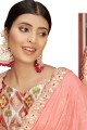 Printed,lace border Silk Saree in Pink with Blouse