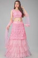 Pink Lehenga Choli in Net with Embroidered