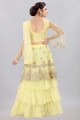 Yellow Net Party Lehenga Choli with Embroidered