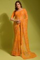Saree in Printed Yellow Georgette