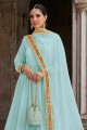 Georgette Sky blue Pakistani Suit in Embroidered