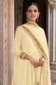 Cream Georgette Embroidered Pakistani Suit with Dupatta