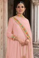 Embroidered Georgette Peach Pakistani Suit with Dupatta