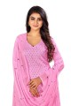 Embroidered Cotton salwar kameez in Pink