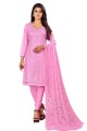 Embroidered Cotton salwar kameez in Pink