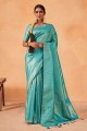 Silk Saree with Weaving in Turquoise