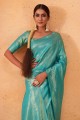 Silk Saree with Weaving in Turquoise
