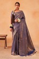 Silk Saree in Weaving Navy blue