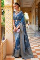 Printed,weaving Silk Saree in Blue