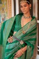 Silk Saree Green with Printed,weaving