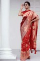 Weaving Red Saree in Silk