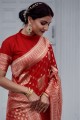 Weaving Red Saree in Silk