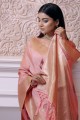 Silk Pink Saree Weaving with Blouse