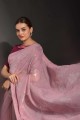 Dusty pink Embroidered Party Wear Saree in Georgette