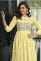 Yellow Anarkali Suit in Embroidered Faux georgette
