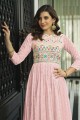 Embroidered Faux georgette Anarkali Suit in Pink