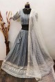 Georgette Embroidered Grey Party Lehenga Choli with Dupatta