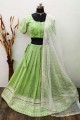 Georgette Party Lehenga Choli with Embroidered in Green