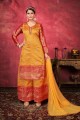 Yellow Weaving Art silk Pakistani Suit