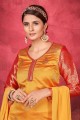 Yellow Weaving Art silk Pakistani Suit