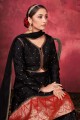 Black Art silk Weaving Pakistani Suit with Dupatta