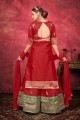 Red Weaving Art silk Pakistani Suit