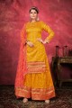 Weaving Pakistani Suit in Yellow Art silk