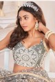 Embroidered Net Party Lehenga Choli in Dusty green