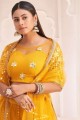 Mustard  Embroidered Party Lehenga Choli in Net