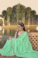 Sea green Saree in Silk with Embroidered,printed,stone with moti