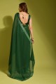 Green Embroidered Party Wear Saree in Georgette