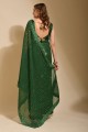 Green Party Wear Saree in Georgette with Embroidered,lace border