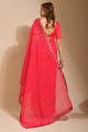 Pink Party Wear Saree in Georgette with Embroidered,lace border
