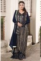 Embroidered Pakistani Suit in Blue Faux georgette