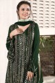 Green Pakistani Suit in Faux georgette with Embroidered