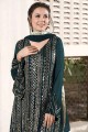 Faux georgette Pakistani Suit with Embroidered in Teal blue