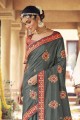 Silk Stone,embroidered Grey Saree with Blouse
