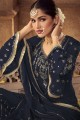 Faux georgette Pakistani Suit in Blue with Embroidered