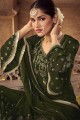 Embroidered Faux georgette Pakistani Suit in Mehndi with Dupatta
