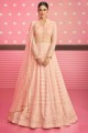 Georgette Pink Anarkali Suit in Embroidered