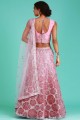 Party Embroidered Lehenga Choli in Pink Net